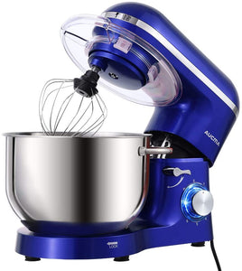 Aucma Stand Mixer,6.5-QT 660W 6-Speed Tilt-Head Food Mixer, Kitchen Electric Mixer with Dough Hook, Wire Whip & Beater (6.5QT, Royal Blue)