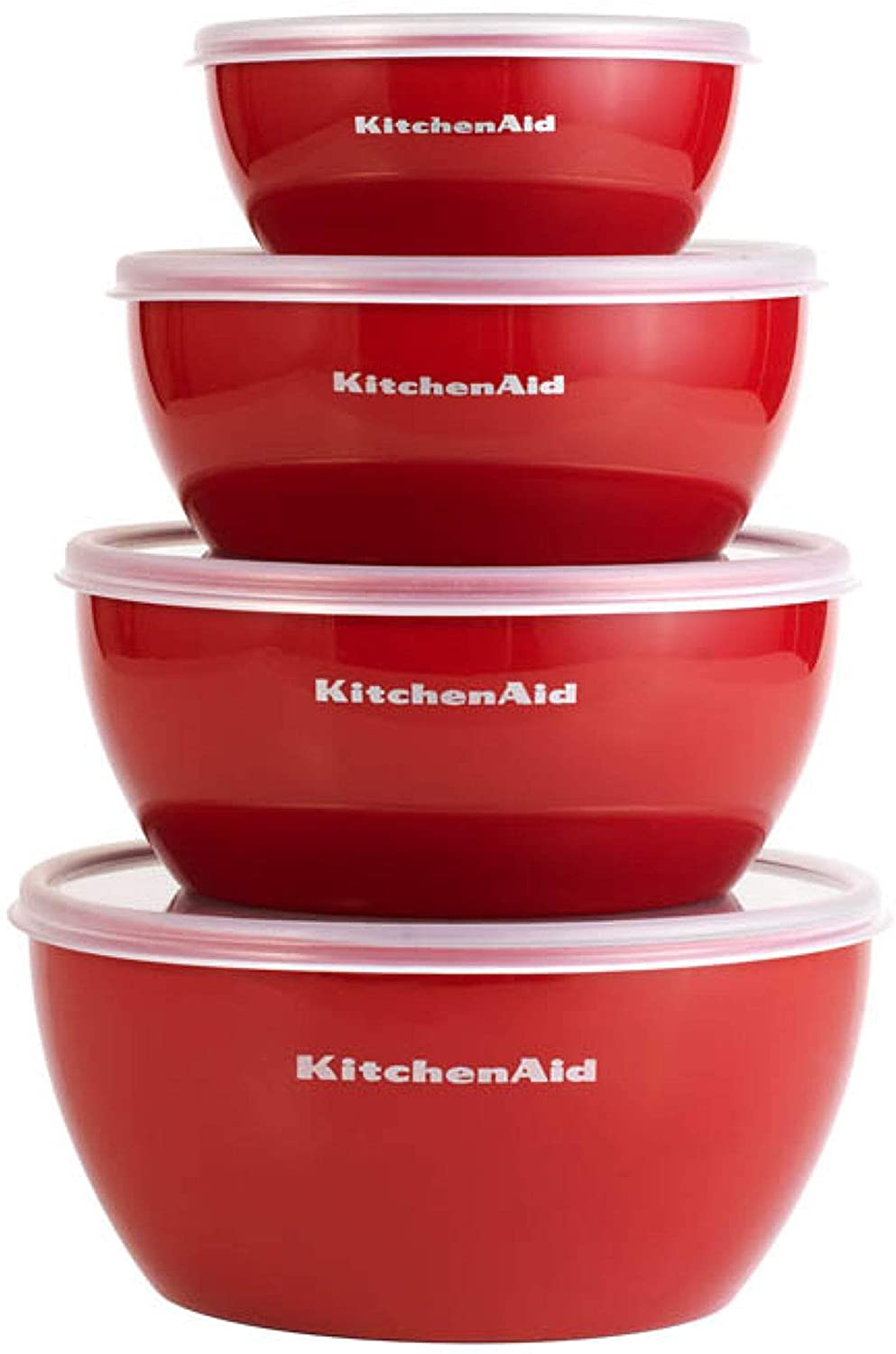 KitchenAid Classic Prep Bowls with Lids, Set of 4, Empire Red